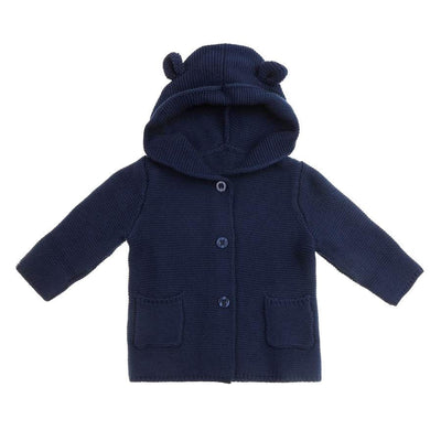 "Little Bear" Cotton Knit Cardigan Navy - Fauve + Co