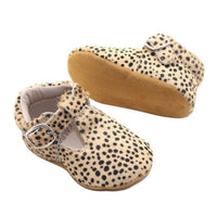 Lottie T-Bar Leather Shoes Leopard - Fauve + Co