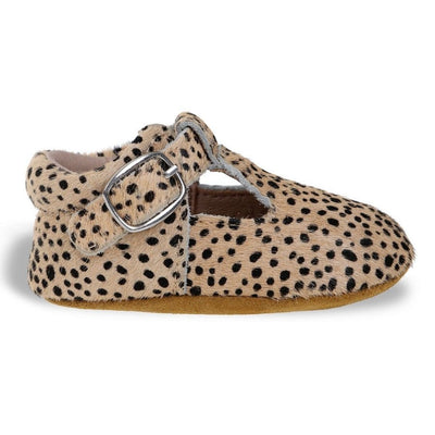 Lottie T-Bar Leather Shoes Leopard - Fauve + Co