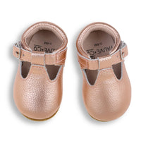 Lottie T-Bar Leather Shoes Rose Gold - Fauve + Co