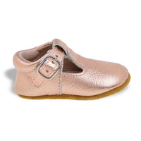 Lottie T-Bar Leather Shoes Rose Gold - Fauve + Co