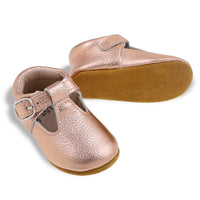 Lottie T-Bar Leather Shoes Rose Gold - Fauve + Co