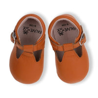 Lottie T-Bar Leather Shoes Tan - Fauve + Co