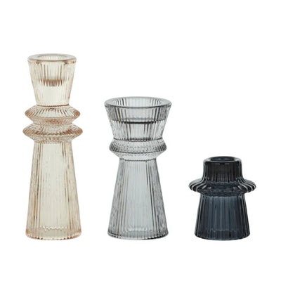 Minette Glass Candleholders - Fauve + Co