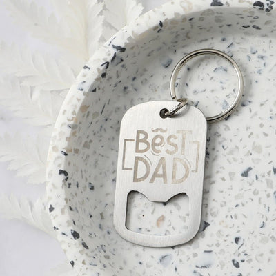 Moustache "Best Dad" Stainless Steel Bottle Opener Keyring - Fauve + Co