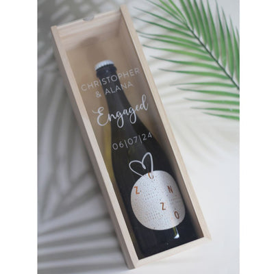 Personalised Acrylic & Wood Wine Box - Engagement - Fauve + Co