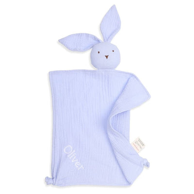 Personalised Bunny Muslin Comforter Light Blue - Fauve + Co