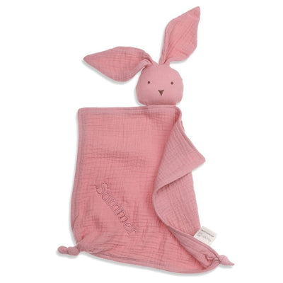 Personalised Bunny Muslin Comforter Rose - Fauve + Co