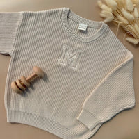 Personalised Chunky Knit Baby Jumper Bone - Fauve + Co
