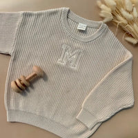 Personalised Chunky Knit Baby Jumper Bone - Fauve + Co