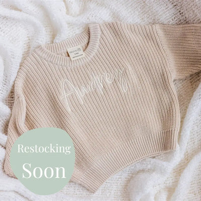 Personalised Chunky Knit Baby Jumper Bone - Fauve + Co