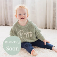 Personalised Chunky Knit Baby Jumper Sage - Fauve + Co
