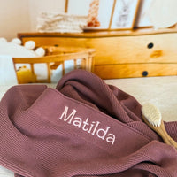 Personalised Cotton Knit Baby Blanket Berry - Fauve + Co