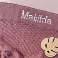 Personalised Cotton Knit Baby Blanket Berry - Fauve + Co