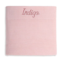 Personalised Cotton Knit Baby Blanket Blush - Fauve + Co