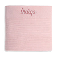 Personalised Cotton Knit Baby Blanket Blush - Fauve + Co