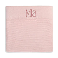 Personalised Cotton Knit Baby Blanket Blush - Fauve + Co