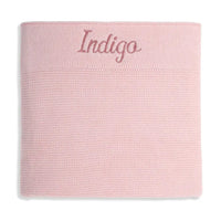 Personalised Cotton Knit Baby Blanket Blush - Fauve + Co