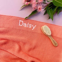 Personalised Cotton Knit Baby Blanket Coral - Fauve + Co
