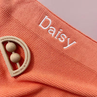 Personalised Cotton Knit Baby Blanket Coral - Fauve + Co