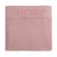 Personalised Cotton Knit Baby Blanket Dusty Pink - Fauve + Co