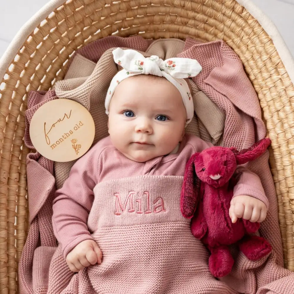 HOT Pink Cotton Knit Baby Blankets Personalised Cotton Knit Baby - Main Image