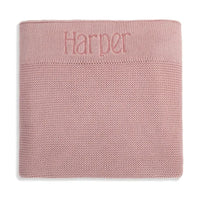 Personalised Cotton Knit Baby Blanket Dusty Pink - Fauve + Co
