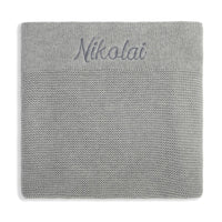 Personalised Cotton Knit Baby Blanket Grey - Fauve + Co