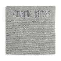 Personalised Cotton Knit Baby Blanket Grey - Fauve + Co