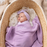 Personalised Cotton Knit Baby Blanket Lilac - Fauve + Co