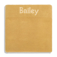 Personalised Cotton Knit Baby Blanket Mustard - Fauve + Co