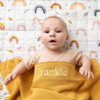 Personalised Cotton Knit Baby Blanket Mustard - Fauve + Co