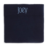 Personalised Cotton Knit Baby Blanket Navy - Fauve + Co