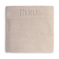 Personalised Cotton Knit Baby Blanket Oatmeal - Fauve + Co