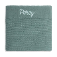 Personalised Cotton Knit Baby Blanket Seafoam - Fauve + Co