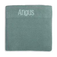 Personalised Cotton Knit Baby Blanket Seafoam - Fauve + Co