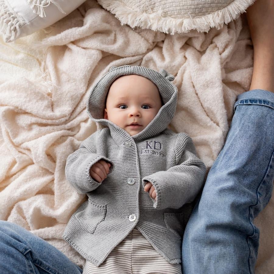Baby boy grey knitted cardigan clearance