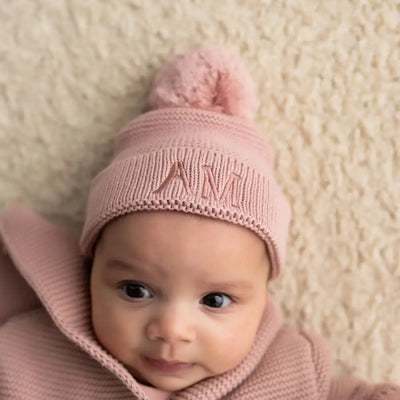 Personalised Cotton Knitted Beanie Dusty Pink - Fauve + Co
