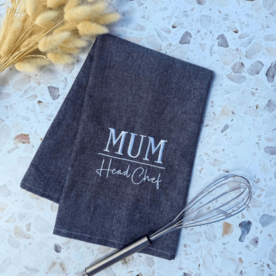 Personalised Cotton Tea Towel - Black - Fauve + Co