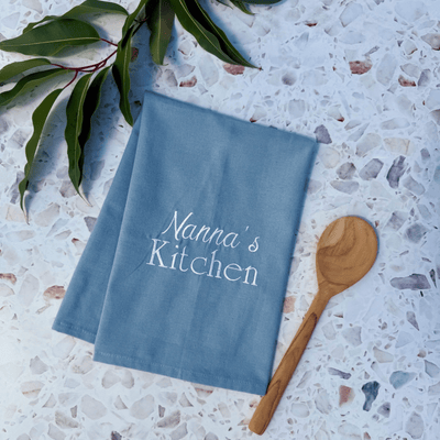 Personalised Cotton Tea Towel - Blue - Fauve + Co