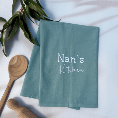 Personalised Cotton Tea Towel - Sage - Fauve + Co