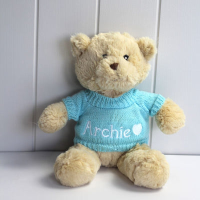 Personalised Cuddles Teddy Bear - Blondie/Blue - Fauve + Co