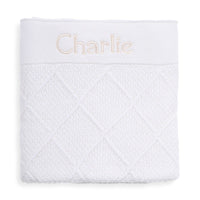 Personalised Diamond Cotton Knit Baby Blanket Cream - Fauve + Co