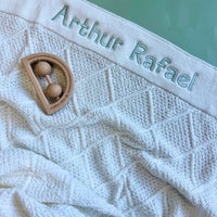 Personalised Diamond Cotton Knit Baby Blanket Cream - Fauve + Co