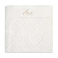 Personalised Diamond Cotton Knit Baby Blanket Cream - Fauve + Co