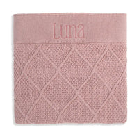 Personalised Diamond Cotton Knit Baby Blanket Dusty Pink - Fauve + Co