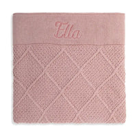 Personalised Diamond Cotton Knit Baby Blanket Dusty Pink - Fauve + Co
