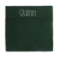 Personalised Diamond Cotton Knit Baby Blanket Emerald - Fauve + Co