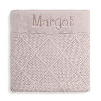 Personalised Diamond Cotton Knit Baby Blanket Oatmeal - Fauve + Co