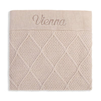 Personalised Diamond Cotton Knit Baby Blanket Oatmeal - Fauve + Co